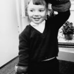 Luc, wearing the fighting gloves of his daddy 1966.
