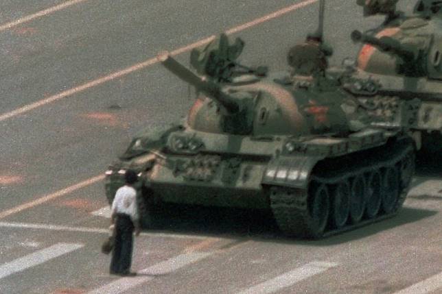 Tanks stopped on Tiananmen Square by a single man. 1989